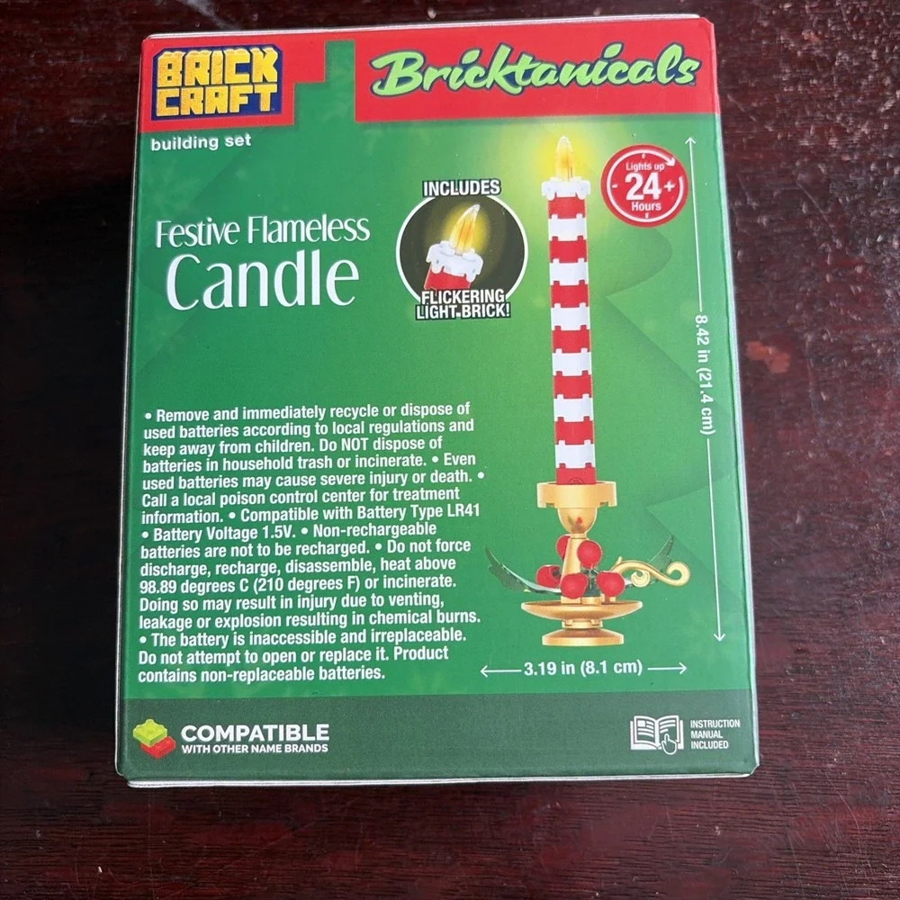 49 Piece BRICKCRAFT Bricktanicals Festive Flameless Candle Lights 24 Hours NEW